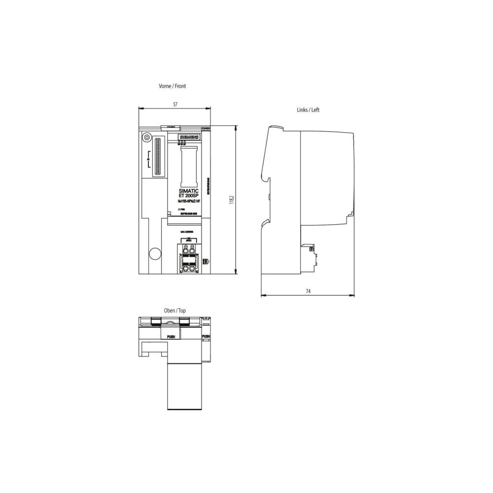 Siemens SIMATIC ET 200SP Interface-Modul PROFINET 2-Port IP20 50x117x74mm 6ES... SIEMENS-6ES71556AU010CN0 4047623409755 (Abb. 2)