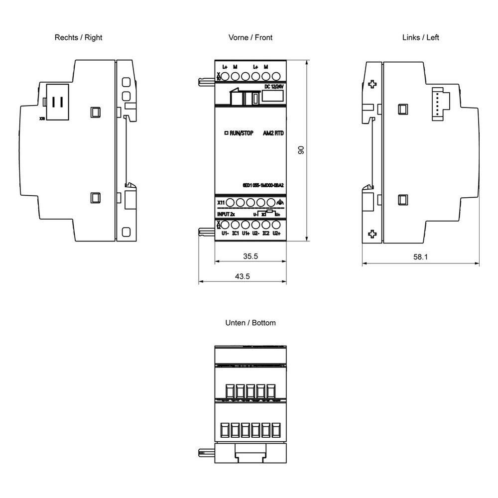 Siemens LOGO! AM2 RTD Erweiterungsmodul 2AE -50 bis 200 Grad C 90x35,5x58mm 6... SIEMENS-6ED10551MD000BA2 4034106029524 (Abb. 5)