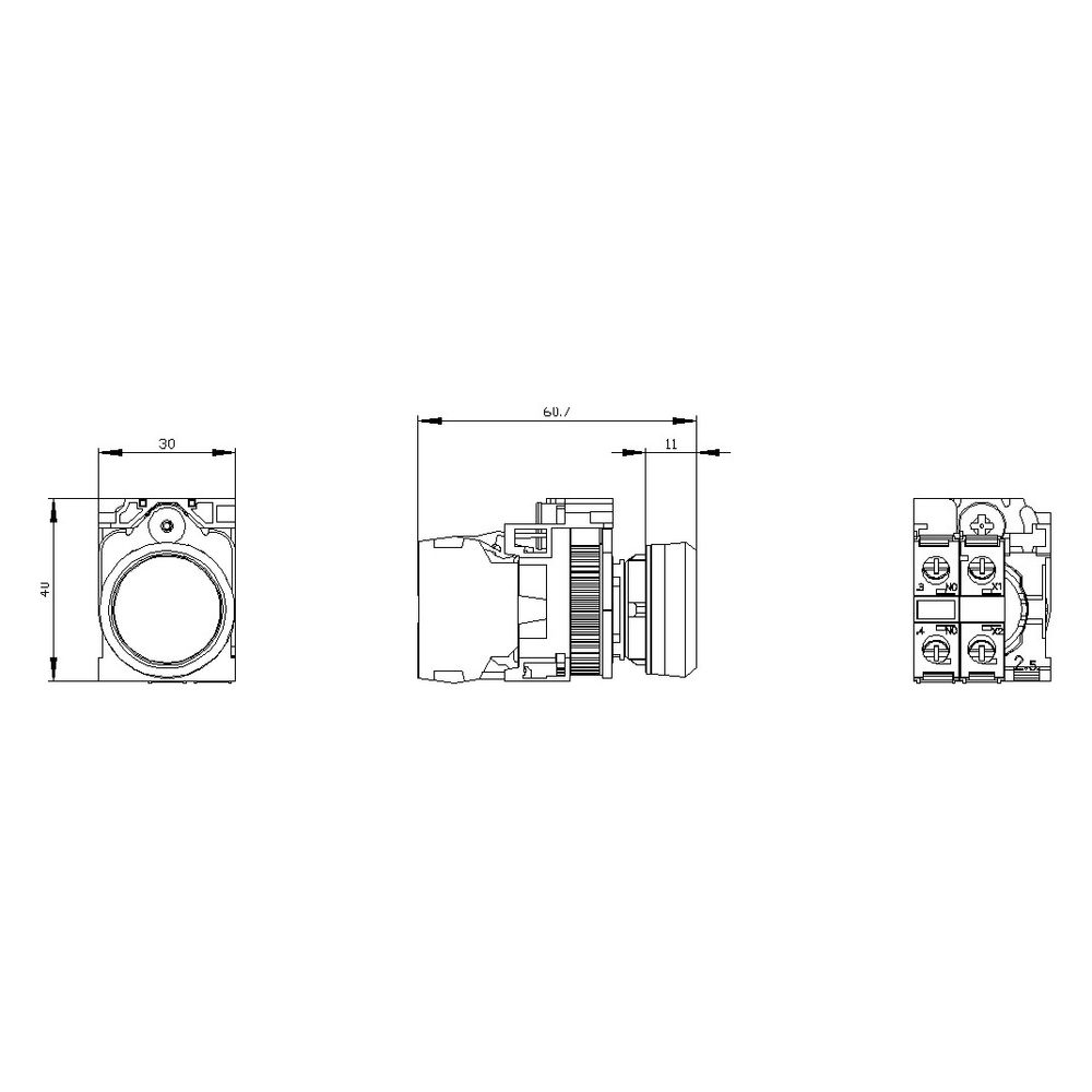 Siemens SIRIUS ACT Leuchtdrucktaster 22,3mm 24V Blau Kunststoff IP67/IP69K 3S... SIEMENS-3SU11020AB501BA0 4011209957183 (Abb. 3)