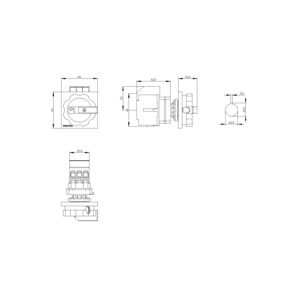 Siemens Lasttrennschalter 3LD3 25A 3-polig IP65 mit Drehgriff rot 60x36x114mm 3LD... SIEMENS-3LD31540TK53 4001869550749 (Abb. 2)