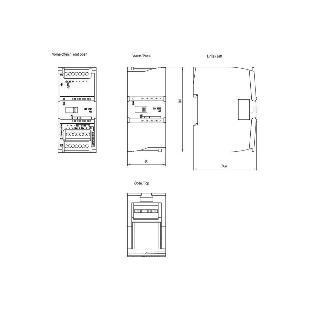 Siemens SIMATIC S7-1200 Analogausgabemodul SM 1232 4AO 14 Bit 45x100x75mm 6ES... SIEMENS-6ES72324HD320XB0 6940408102064 (Abb. 2)