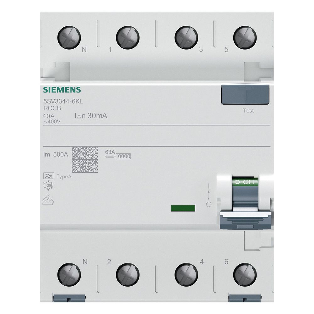 Siemens FI-Schutzschalter 5SV3344-6KL Typ A 40A 30mA 4-polig N-links 4TE 400V... SIEMENS-5SV33446KL 4001869430126 (Abb. 9)