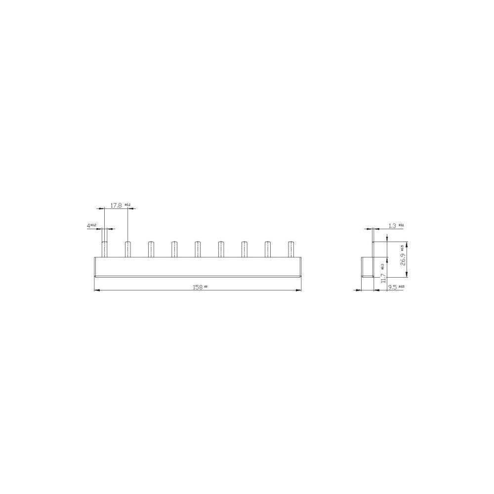 Siemens Stiftsammelschiene 10mm2 3-phasig 9TE 158mm berührungssicher 5ST3614... SIEMENS-5ST3614 4001869318318 (Abb. 3)