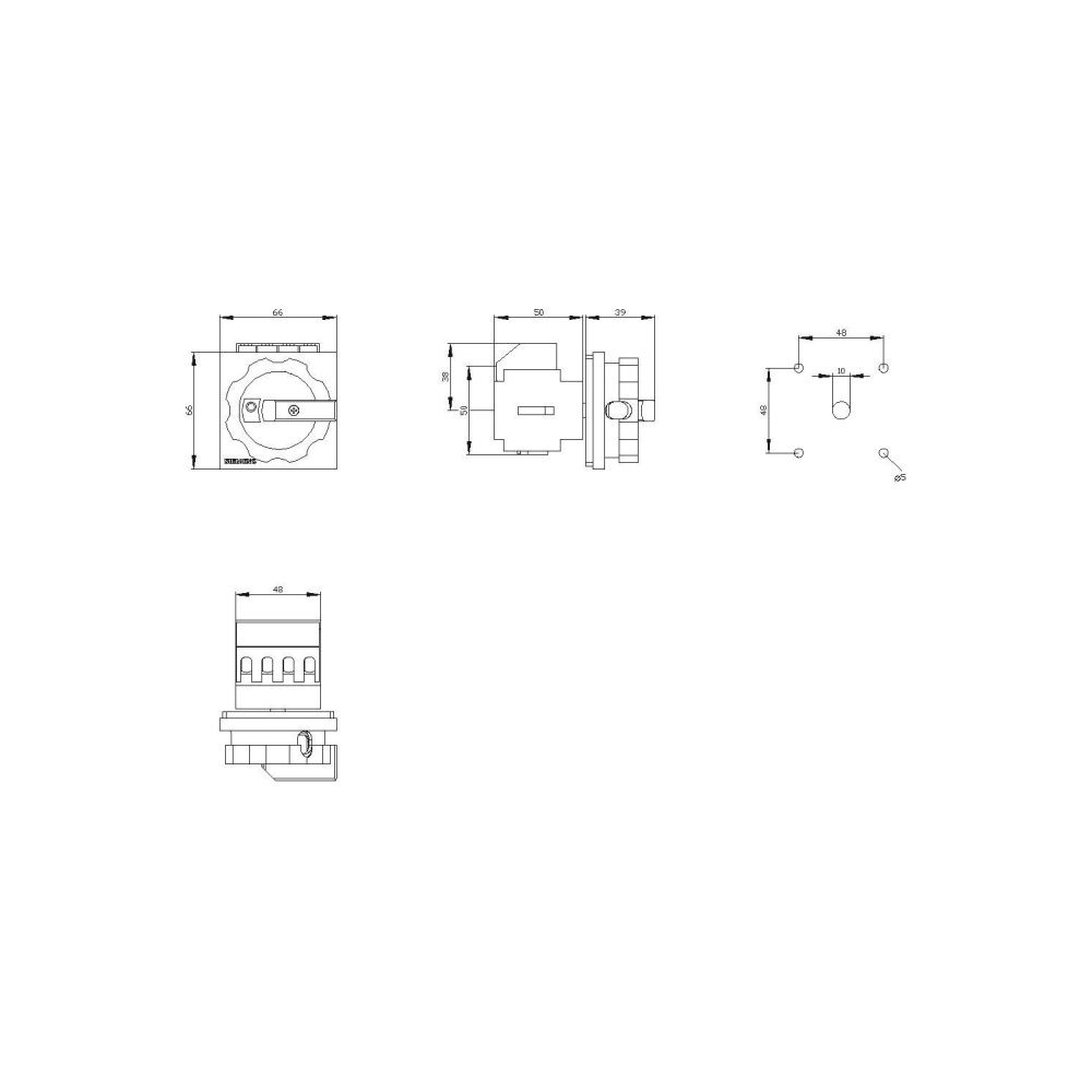 Siemens Not-Ausschalter 4-polig 16A 8kW IP65 Frontbefestigung 4-Loch kurzer Drehg... SIEMENS-3LD20031TL53 4011209519138 (Abb. 2)