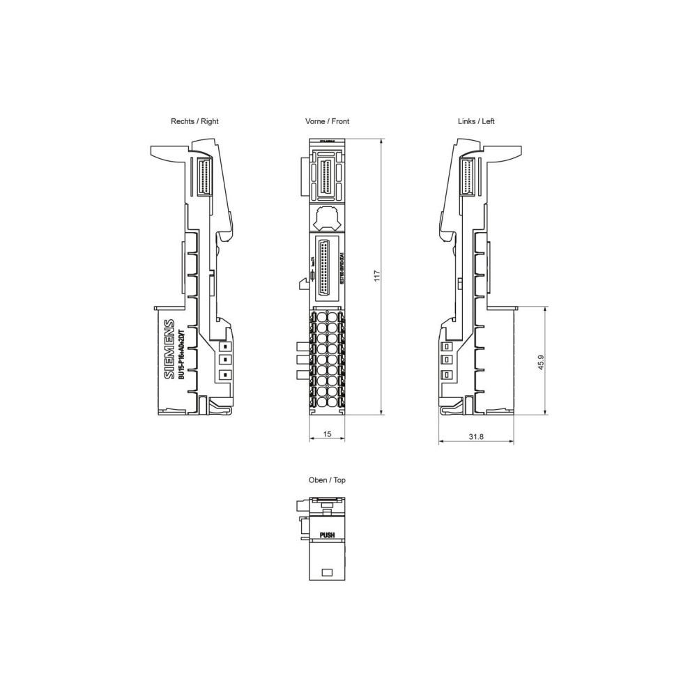 Siemens Baseunit BU15-P16+A0+2D/T SIMATIC ET 200SP 15x117x35mm 6ES7193-6BP00-... SIEMENS-6ES71936BP000DA1 4025515080893 (Abb. 2)