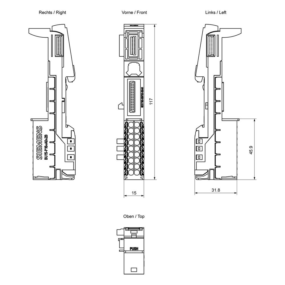 Siemens SIMATIC ET 200SP Base-Unit BU15-P16+A0+2B BU-Typ A0 15x117x35mm 6ES71... SIEMENS-6ES71936BP002BA0 4047623405719 (Abb. 5)