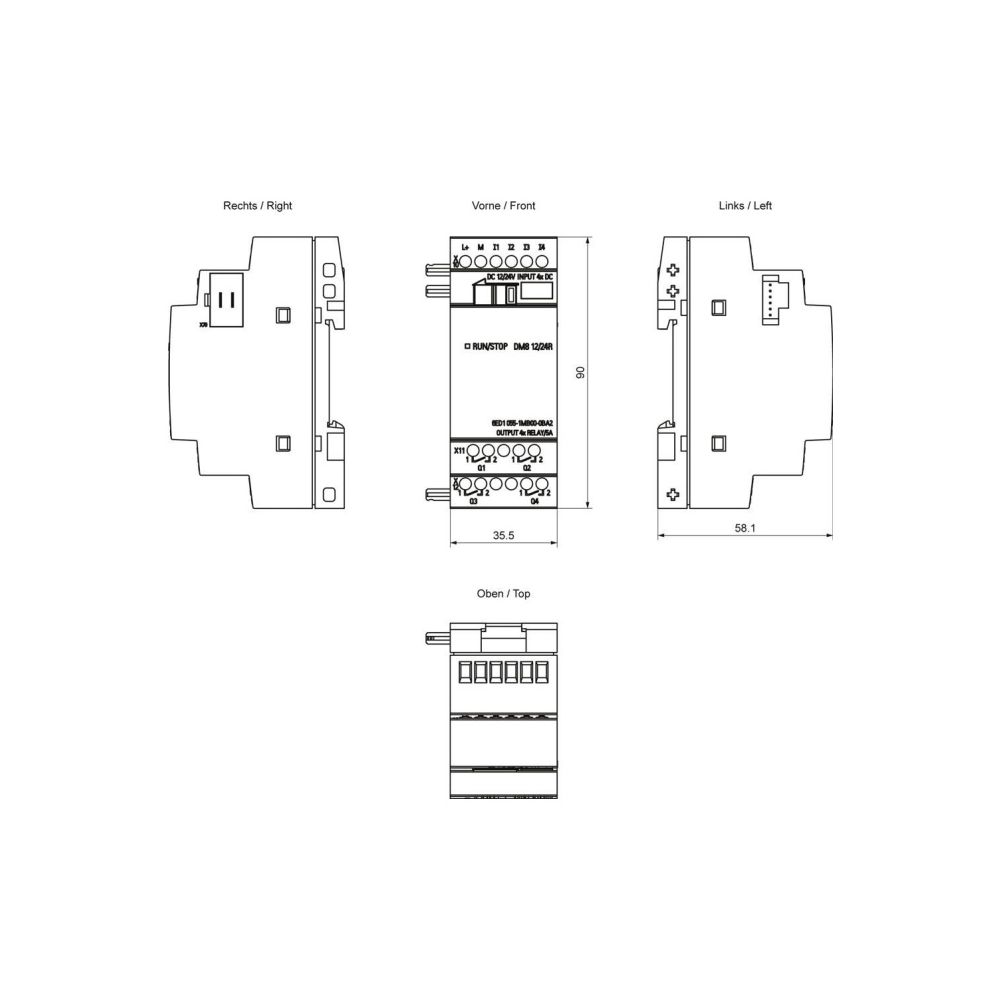 Siemens Erweiterungsmodul LOGO! 8 DM8 12/24R, 4 DE/4 DA, 5 A, 90x35,5x58mm, 6... SIEMENS-6ED10551MB000BA2 4034106029456 (Abb. 2)