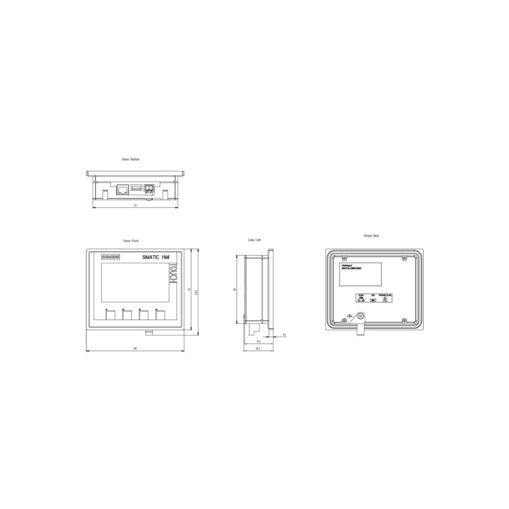 Siemens SIMATIC HMI KTP400 Basic Panel 4,3" TFT Resistiv-Touch 19,2-28,8V DC ... SIEMENS-6AV21232DB030AX0 4034106029203 (Abb. 2)
