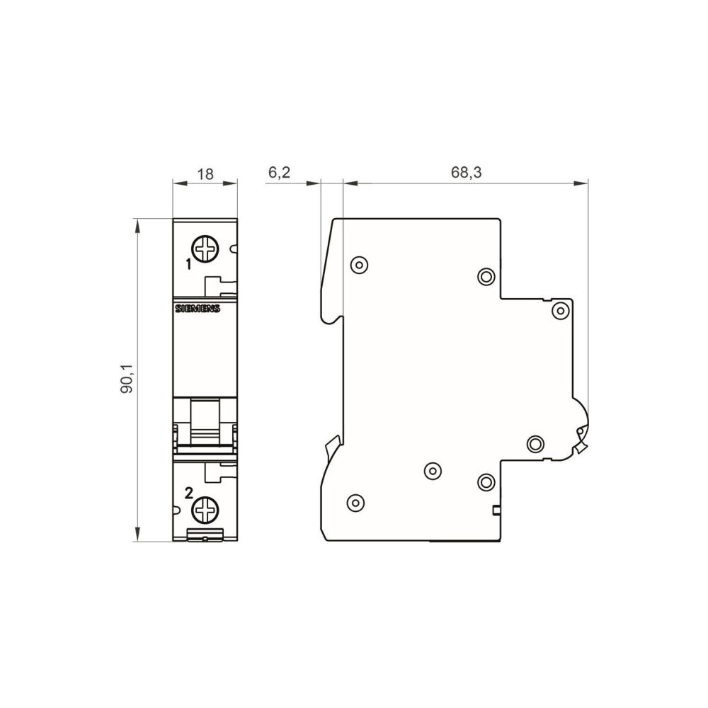 Siemens Leitungsschutzschalter 5SL61017 1-polig C 1A 6kA 400V 1TE... SIEMENS-5SL61017 4001869388113 (Abb. 5)