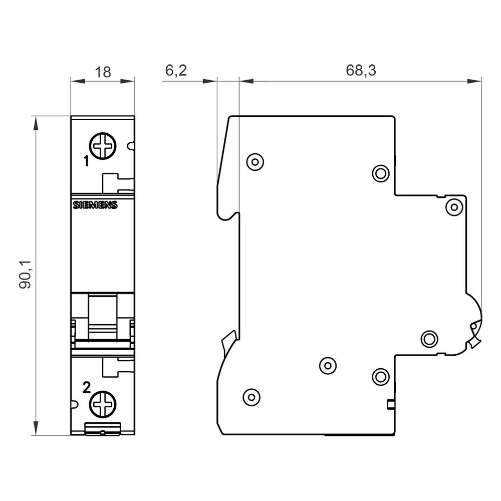Siemens Sicherungsautomat 5SL4 1P B 1A 10kA 400V 1TE 5SL4101-6... SIEMENS-5SL41016 4001869439167 (Abb. 4)