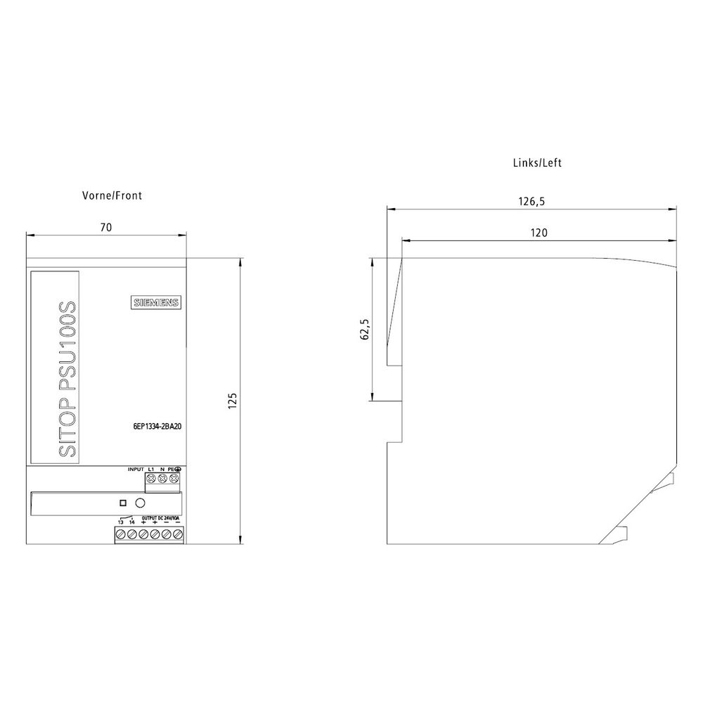 Siemens SITOP PSU100S Stromversorgung 24V 10A 288W 125x70x120mm IP20 Schraubansc... SIEMENS-6EP13342BA20 4025515153498 (Abb. 10)