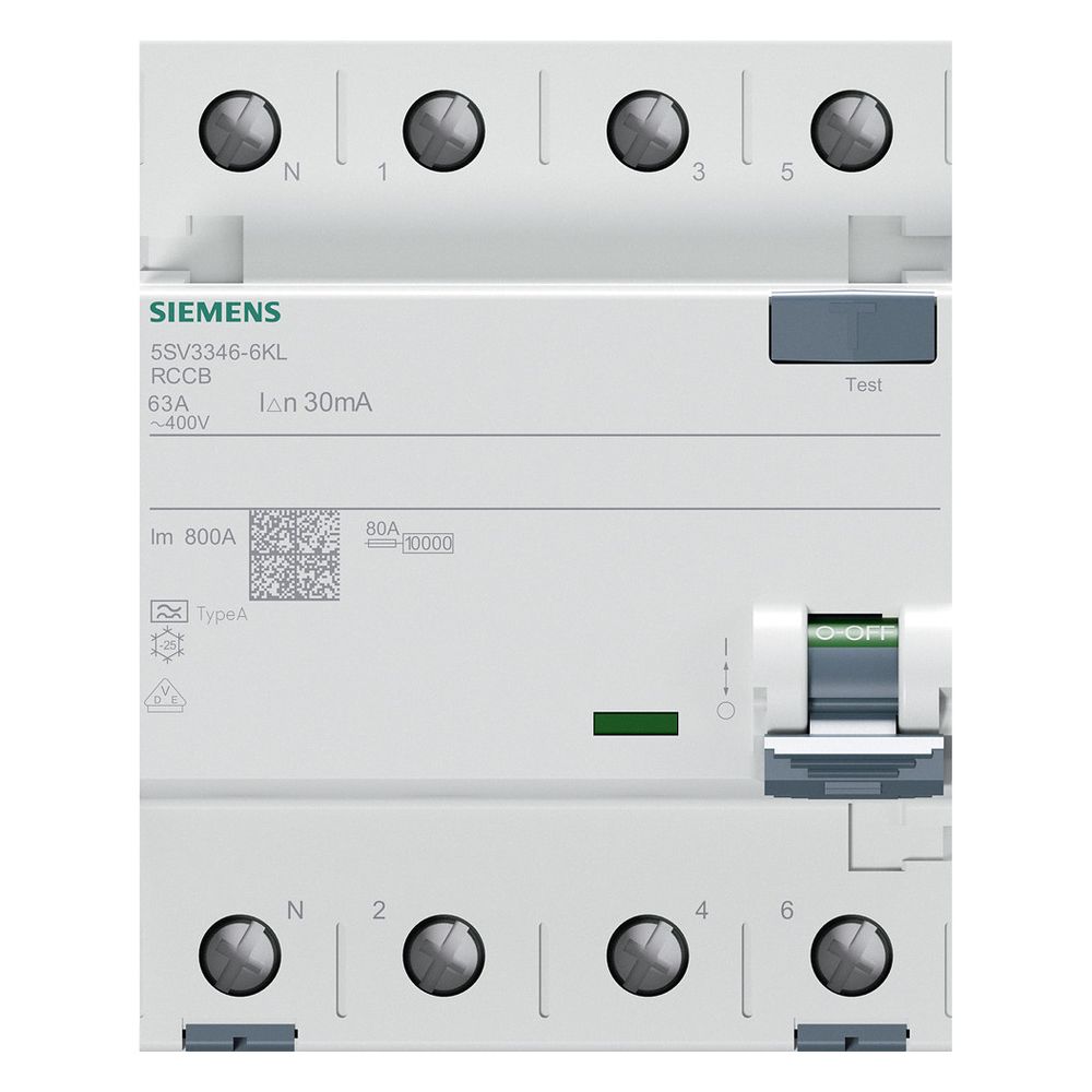 Siemens FI-Schutzschalter SENTRON 5SV3 4-polig Typ A 63A 30mA 400V DIN-Schiene 5SV3... SIEMENS-5SV33466KL 4001869430133 (Abb. 3)