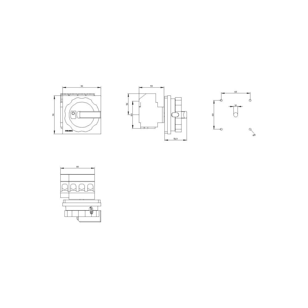 Siemens Not-Ausschalter 3LD25041TL53 4-polig 63A 22kW IP65 Frontbefestigung 4-Loc... SIEMENS-3LD25041TL53 4011209639072 (Abb. 2)
