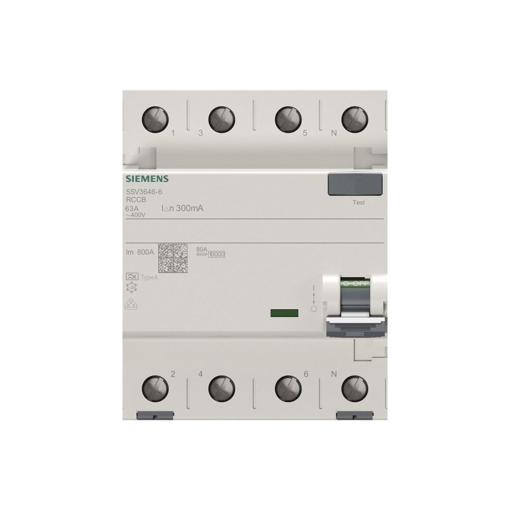 Siemens FI-Schutzschalter 5SV3 63A 300mA Typ A 4-polig 4TE 400V mit Verriegelungsvorr... SIEMENS-5SV36466 4001869427867 (Abb. 2)