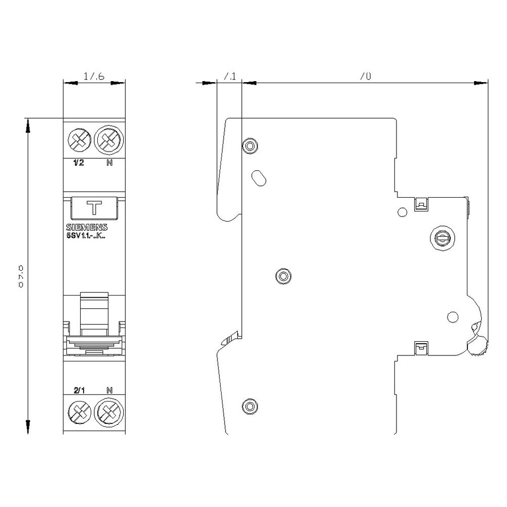 Siemens FI/LS-Schalter 5SV1 1 TE Typ A B10 30mA 6kA 230V 5SV1316-6KK10... SIEMENS-5SV13166KK10 4001869557755 (Abb. 9)