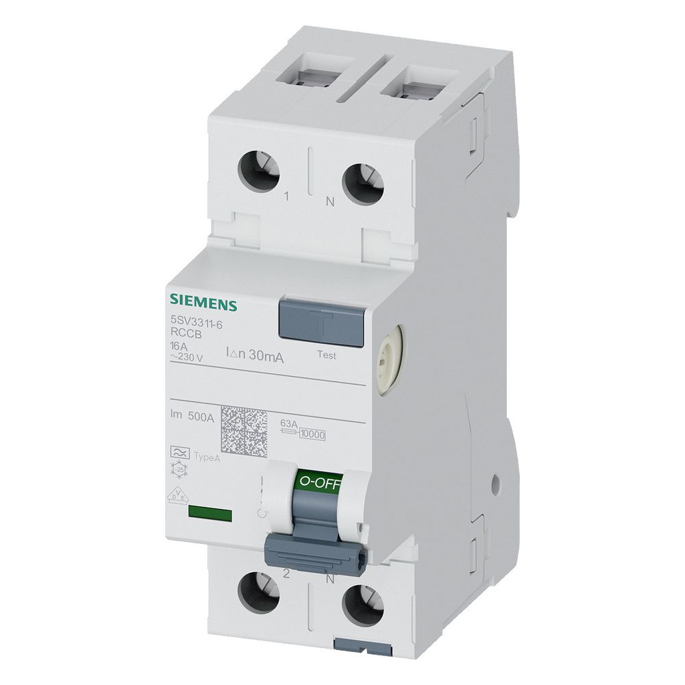 Siemens FI-Schutzschalter Typ A 16A 30mA 230V 2TE 90x36x70mm 5SV33116... SIEMENS-5SV33116 4001869429625 (Abb. 6)