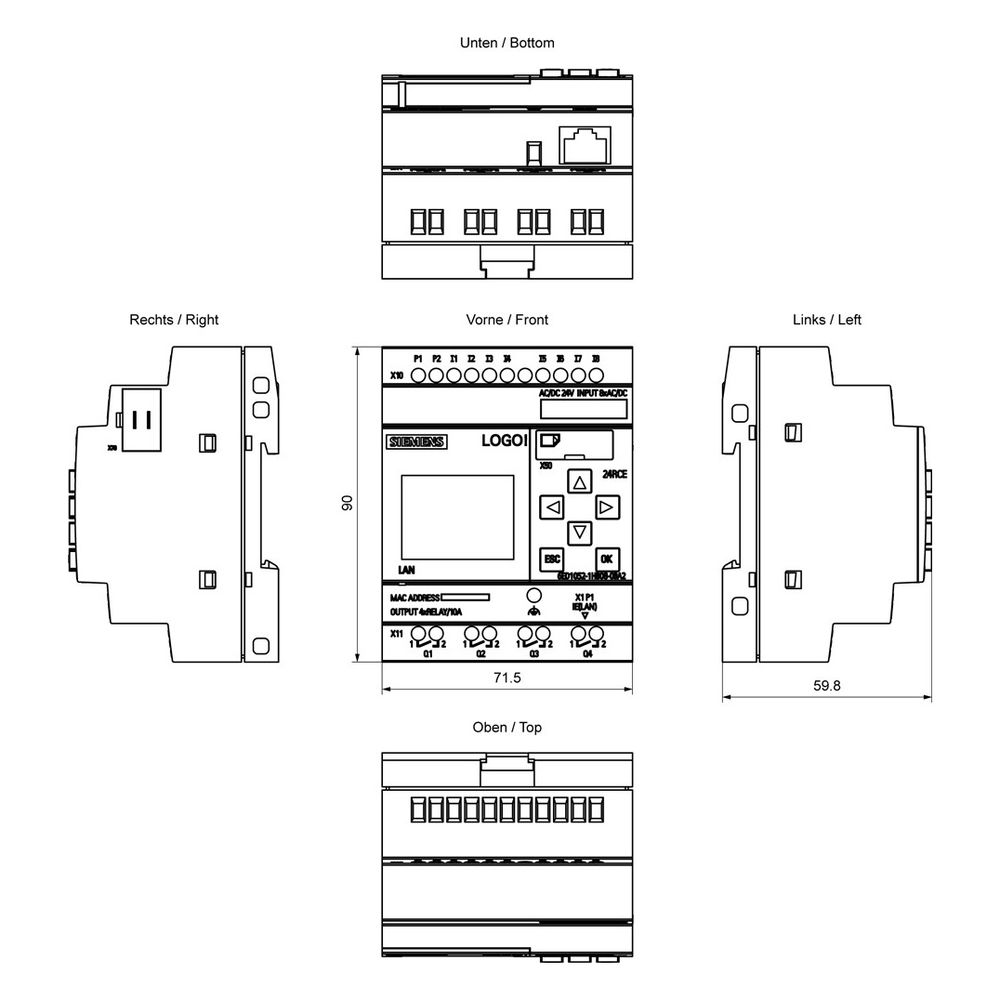 Siemens LOGO! 24 RCE Logikmodul mit Display 8 Digitaleingänge 4 Relaisausgäng... SIEMENS-6ED10521HB080BA2 4034106034443 (Abb. 5)