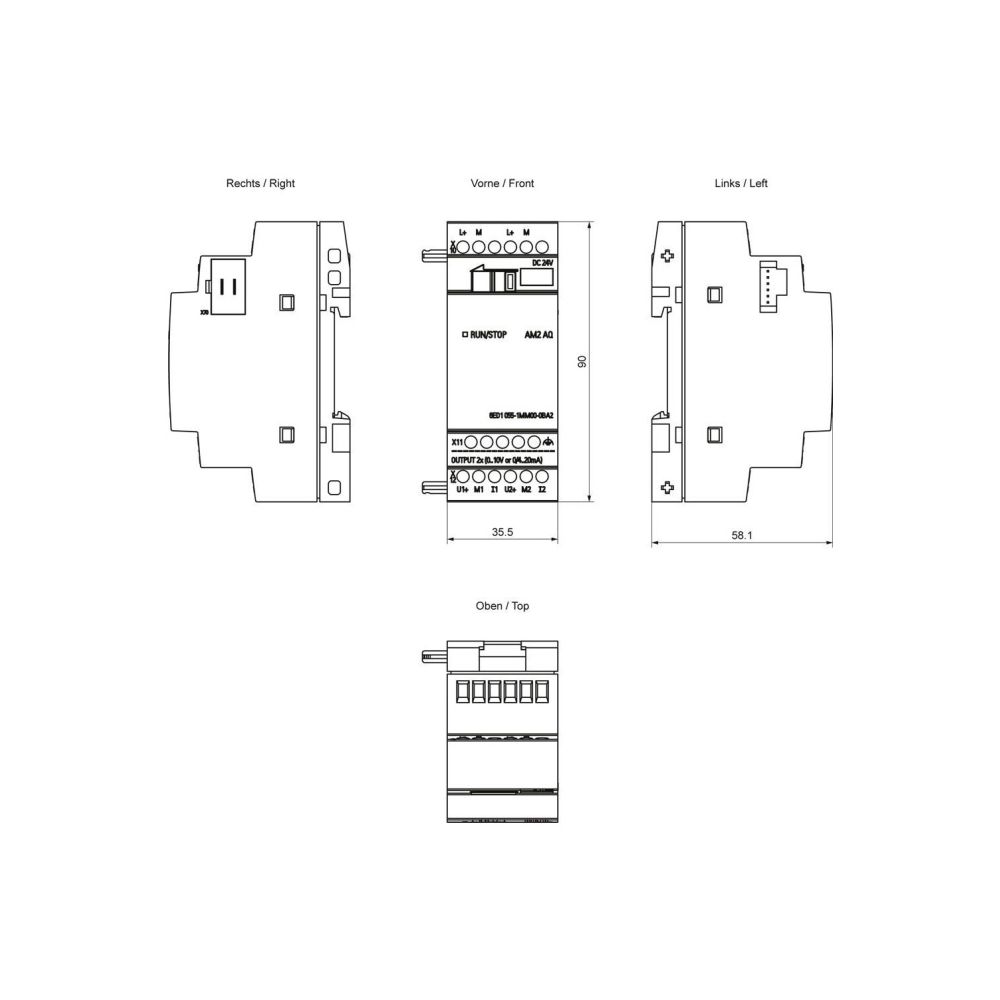 Siemens LOGO! AM2 AQ Erweiterungsmodul 2 analoge Ausgänge 0-10V 0/4-20mA 90x3... SIEMENS-6ED10551MM000BA2 4034106029531 (Abb. 2)