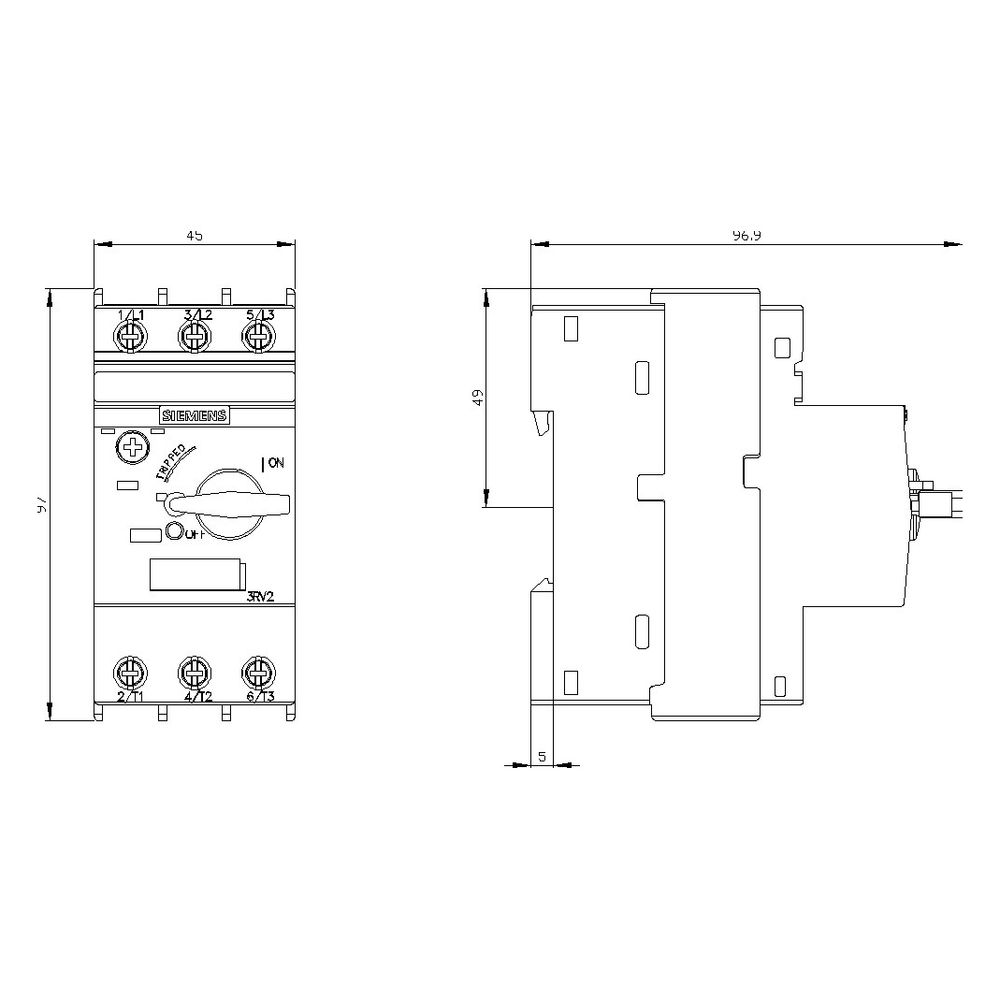 Siemens Leistungsschalter SIRIUS 3RV2021-1DA10 S0 2,2-3,2A 100kA IP20 97x45x97mm... SIEMENS-3RV20211DA10 4011209902923 (Abb. 4)