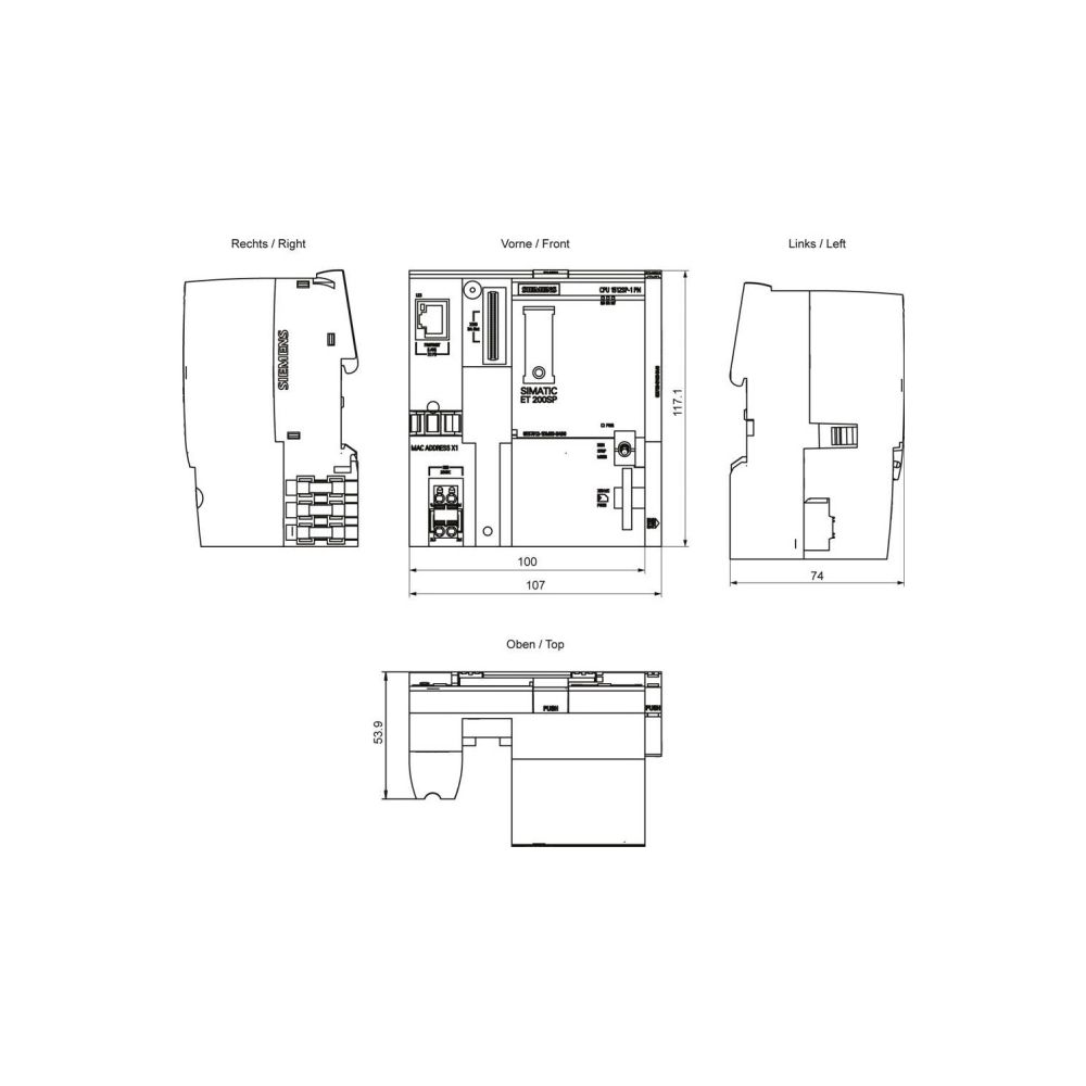 Siemens SIMATIC DP CPU 1512SP-1 PN Zentralbaugruppe 400KB/2MB 100x117x75mm IP... SIEMENS-6ES75121DM030AB0 4047623412731 (Abb. 3)