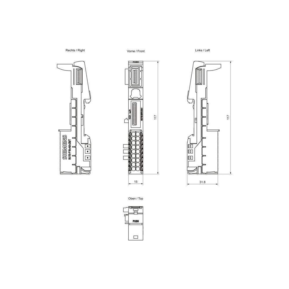 Siemens Baseunit BU15-P16+A0+2B/T SIMATIC ET 200SP mit Temperaturerfassung 15... SIEMENS-6ES71936BP000BA1 4025515080886 (Abb. 2)