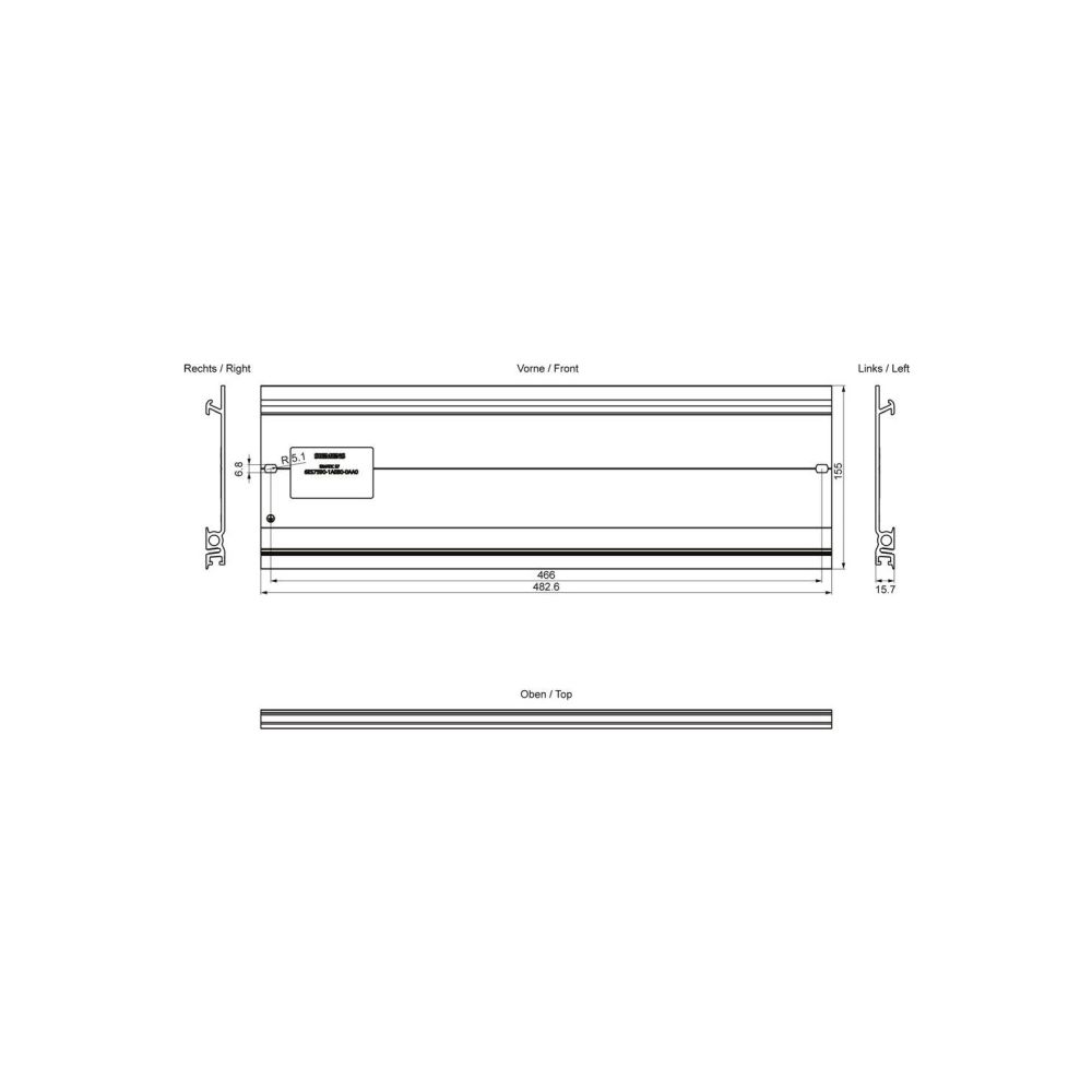 Siemens SIMATIC S7-1500 Profilschiene 482mm mit Erdungsschraube Aluminium gal... SIEMENS-6ES75901AE800AA0 4025515079361 (Abb. 2)