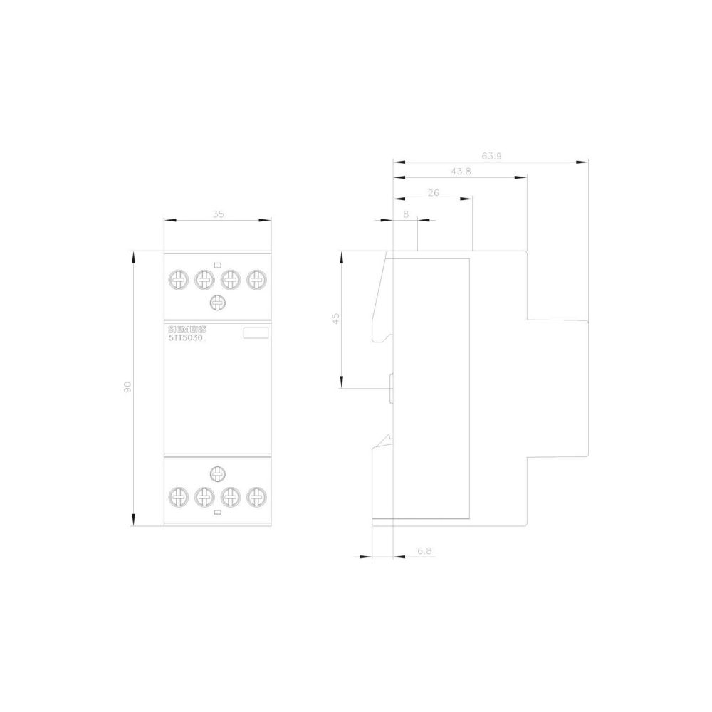 Siemens Insta Schütz 5TT58300 4 Schließer 25A 230V AC 2TE IP20 5TT5830-0... SIEMENS-5TT58300 4001869343969 (Abb. 6)