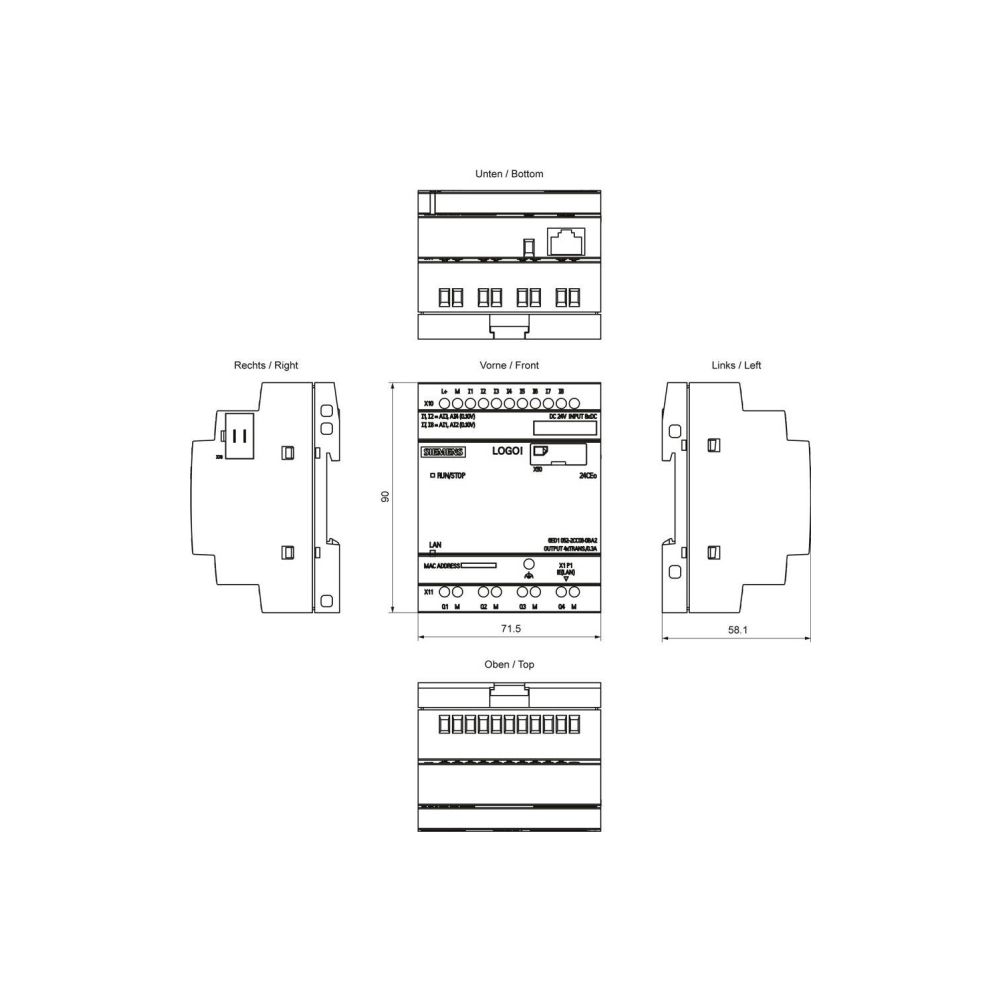 Siemens LOGO! 24 CEo Logikmodul 8DE/4DA 24V DC Ethernet 90x71,5x58mm 6ED1052-... SIEMENS-6ED10522CC080BA2 4034106034504 (Abb. 2)