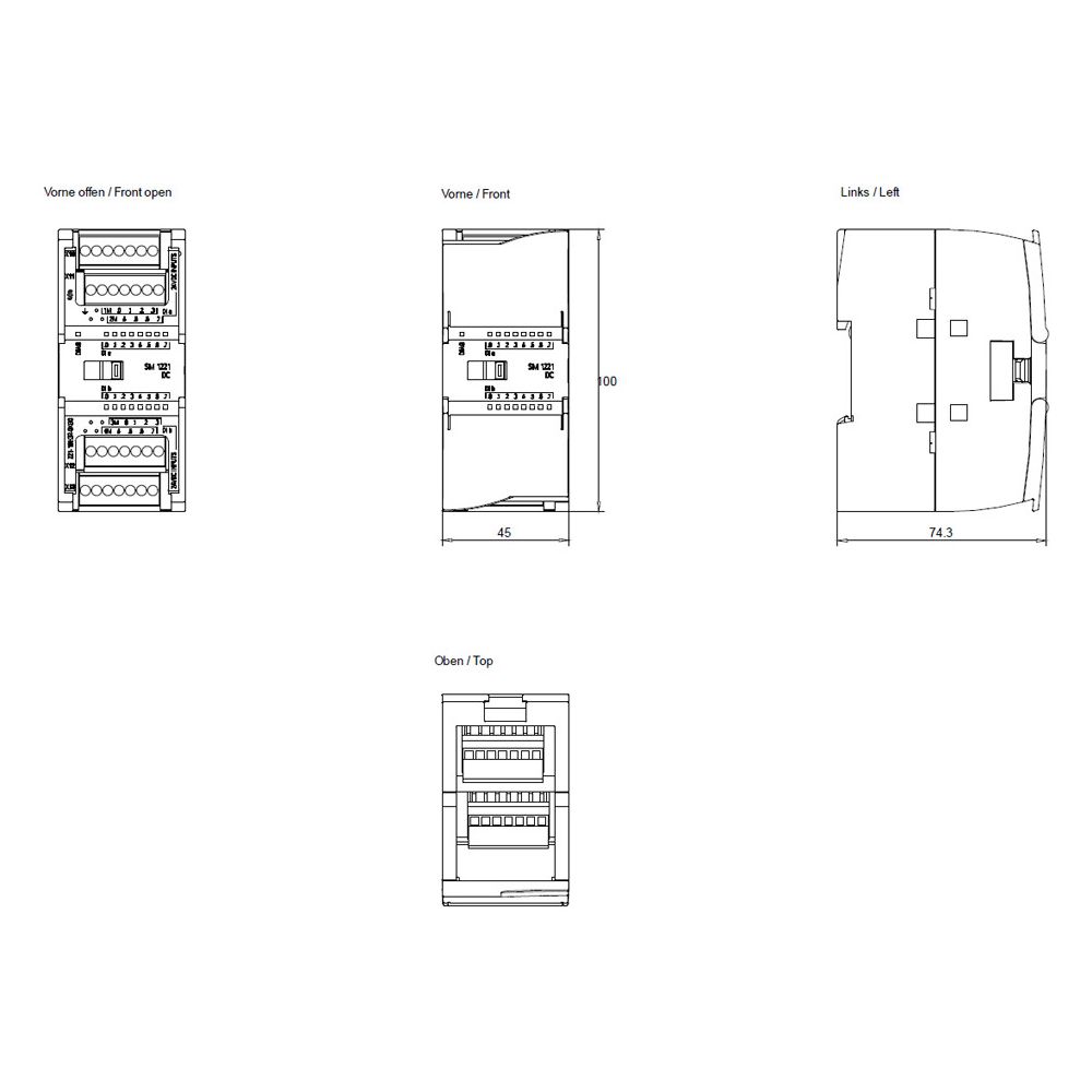 Siemens SIMATIC S7-1200 Digitaleingabemodul SM 1221 16DI 24V DC 100x45x75mm 6... SIEMENS-6ES72211BH320XB0 6940408101920 (Abb. 5)