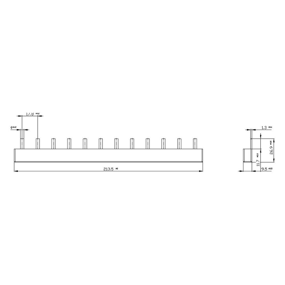 Siemens Stiftsammelschiene 10mm2 3-phasig 12TE 210mm 5ST3615... SIEMENS-5ST3615 4001869318325 (Abb. 5)