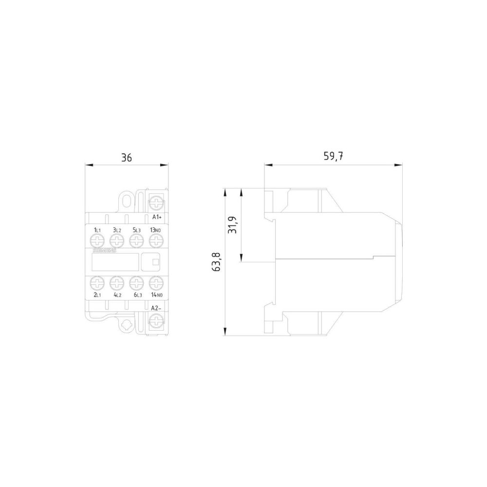 Siemens Motorschütz 3TG10100AL2 4kW 230V AC 3 Schließer 1 Hilfskontakt Schraubansc... SIEMENS-3TG10100AL2 4011209045040 (Abb. 2)