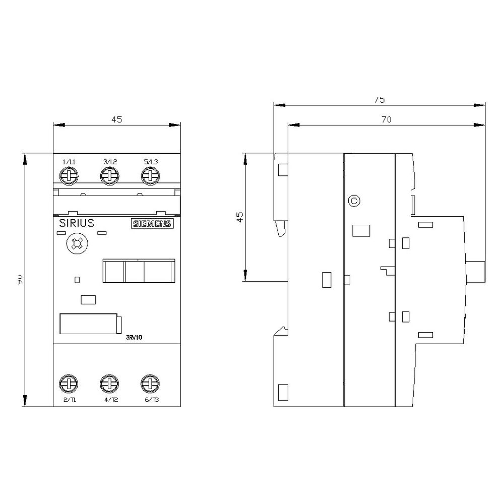 Siemens Leistungsschalter 3RV1011-1CA10 Baugröße S00 3-polig 2,5A 690V 0,75kW IP2... SIEMENS-3RV10111CA10 4011209263543 (Abb. 3)