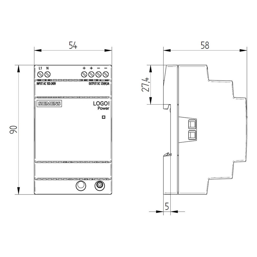 Siemens LOGO!Power Stromversorgung 12V 4,5A 54W IP20 Tragschienenmontage 6EP... SIEMENS-6EP33226SB000AY0 4025515154815 (Abb. 11)