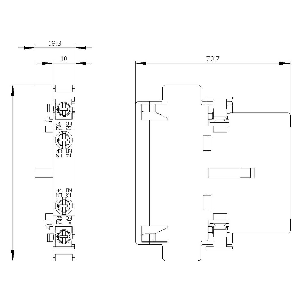 Siemens Hilfsschalterblock 3RH1921-1DA11 1S 1OE für Schütze 3RT102... SIEMENS-3RH19211DA11 4011209379862 (Abb. 2)