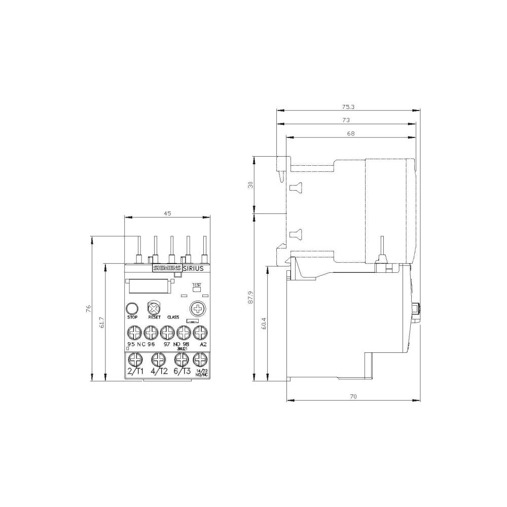 Siemens Überlastrelais 3RU2116-1AB0 S00 1,1-1,6A CLASS 10 mit Schraubanschluss Dir... SIEMENS-3RU21161AB0 4011209781597 (Abb. 3)