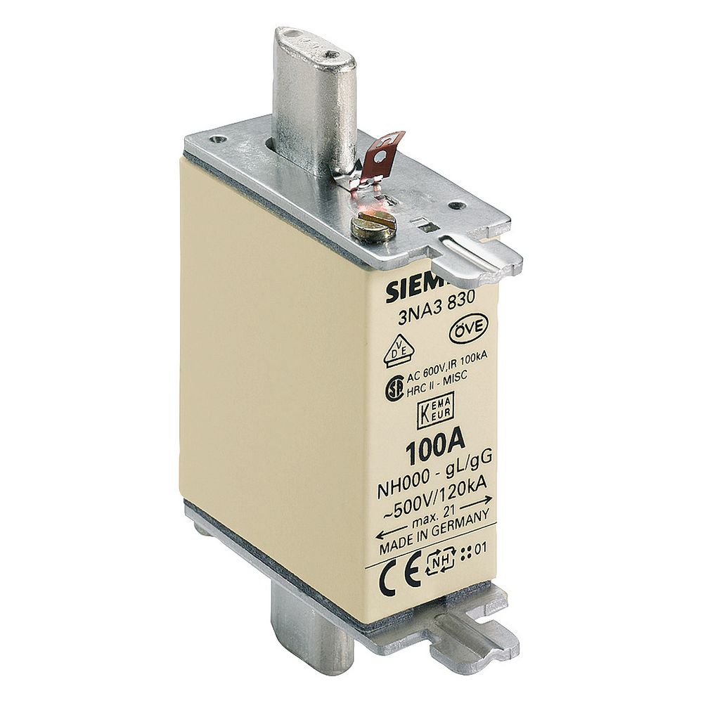 Siemens NH-Sicherungseinsatz NH000 100A 500V AC/250V DC gG Stirnkennmelder 3NA3830... SIEMENS-3NA3830 4001869057224 (Abb. 4)