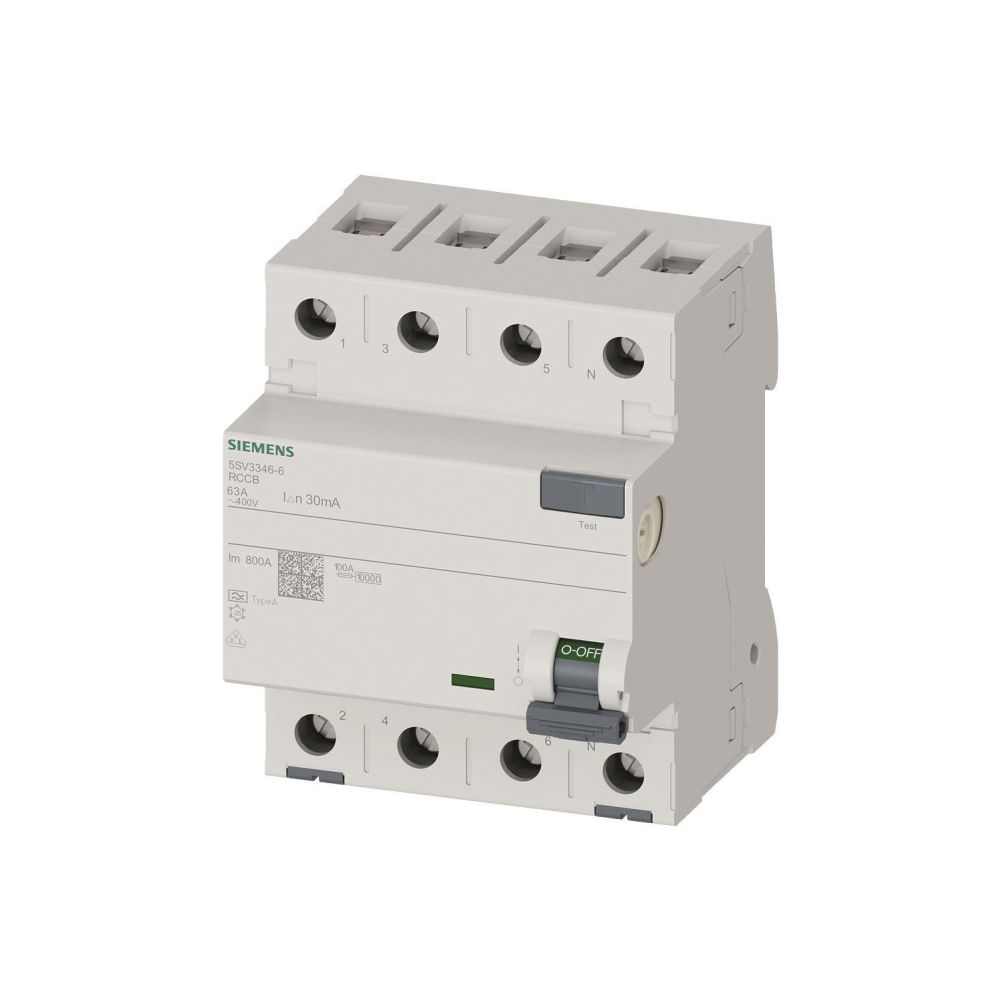 Siemens FI-Schutzschalter 5SV3346-6 Typ A 63A 30mA 4-polig 4TE 400V... SIEMENS-5SV33466 4001869427782 (Abb. 2)