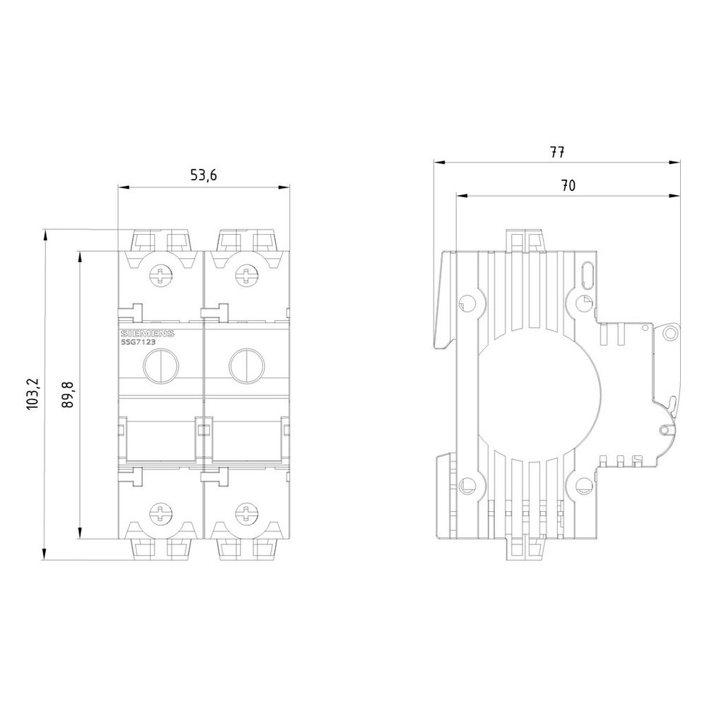 Siemens MinIZED-Lasttrennschalter 2-polig 63A 400V Baugröße D02 für NEOZED-Sicherungse... SIEMENS-5SG7123 4001869319247 (Abb. 2)