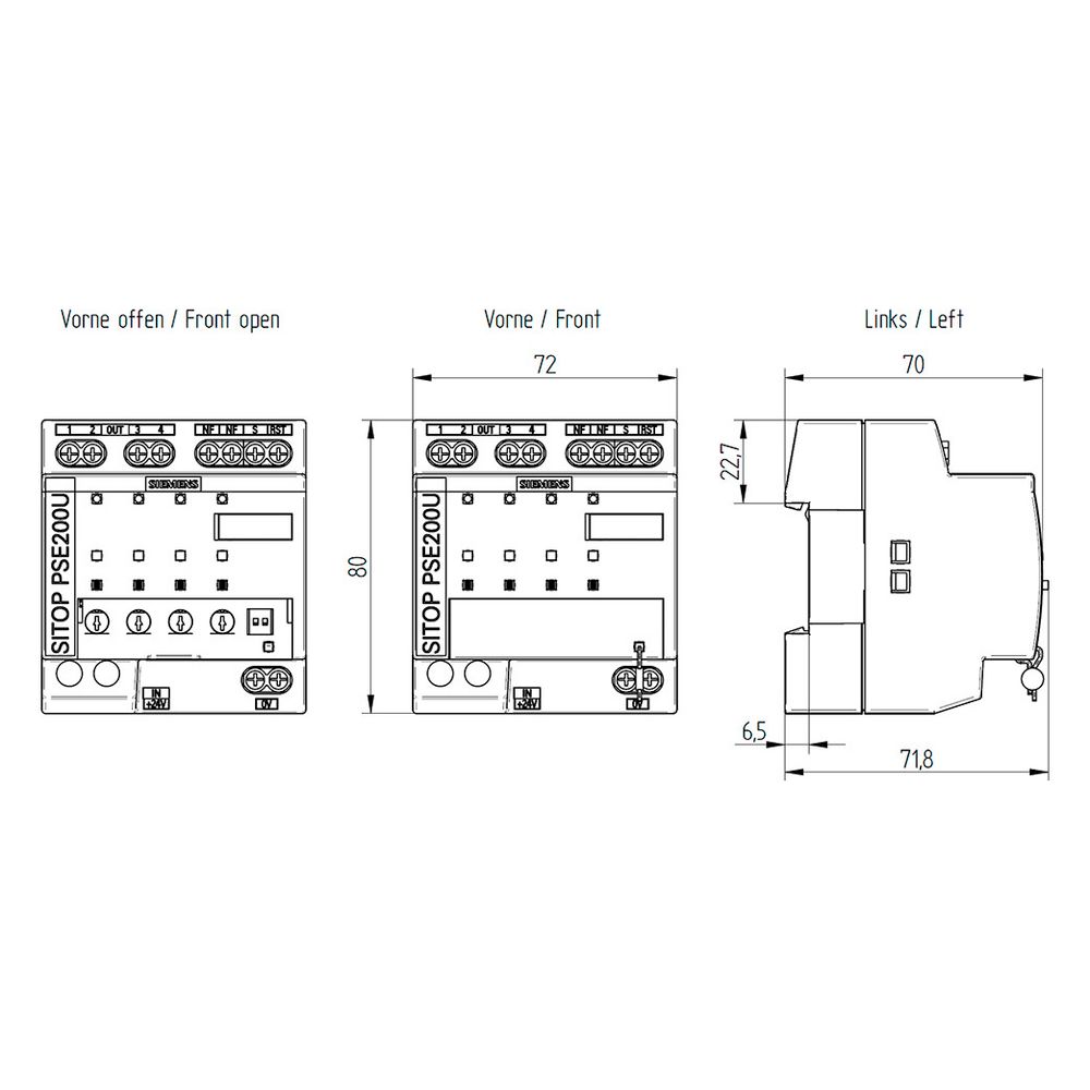 Siemens SITOP PSE200U Selektivitätsmodul 4-kanalig 24VDC 0,5A Schraubanschluss 80... SIEMENS-6EP19612BA31 4025515153399 (Abb. 9)