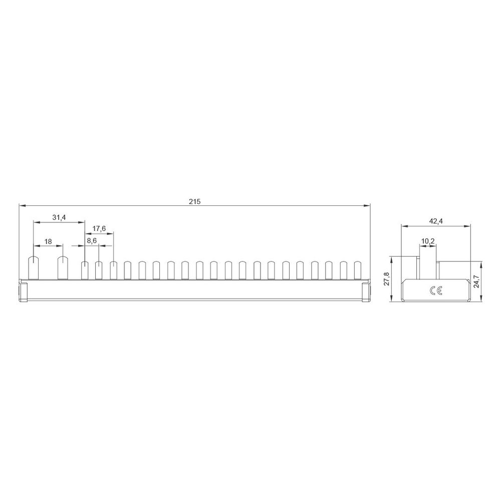 Siemens Stiftsammelschiene 10mm2 2-phasig 12TE für 1x FI 2-polig N-rechts und 10x AF... SIEMENS-5ST3784-0 4001869566627 (Abb. 3)