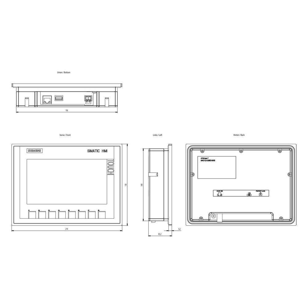 Siemens SIMATIC HMI KTP700 Basic Panel 7" TFT Touch PROFINET 800x480 6AV2123-... SIEMENS-6AV21232GB030AX0 4034106029210 (Abb. 5)