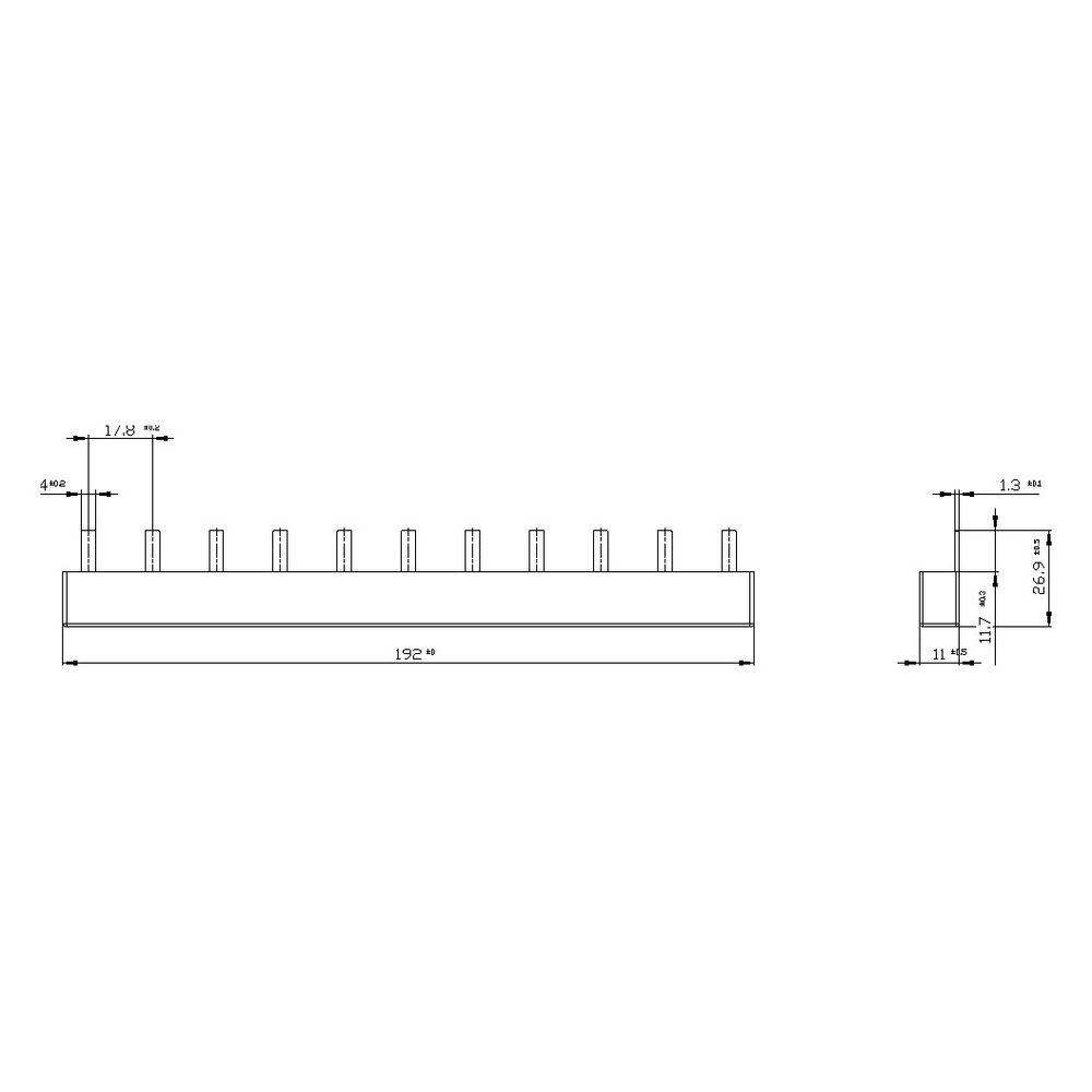 Siemens Stiftsammelschiene 3-phasig 10mm2 192mm 11TE isoliert 5ST3667... SIEMENS-5ST3667 4001869395302 (Abb. 2)