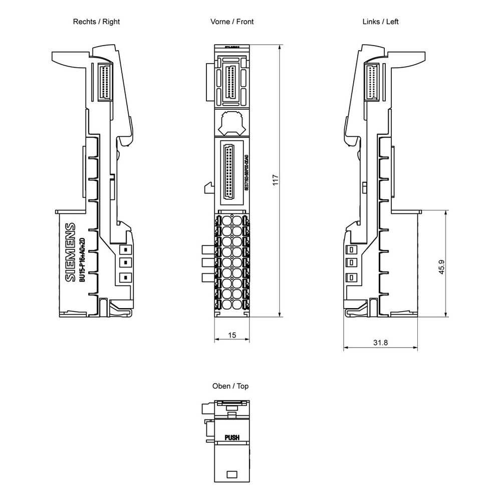 Siemens SIMATIC ET 200SP BaseUnit BU15-P16+A0+2D 15x117x35mm 6ES71936BP000DA0... SIEMENS-6ES71936BP000DA0 4025515080855 (Abb. 5)
