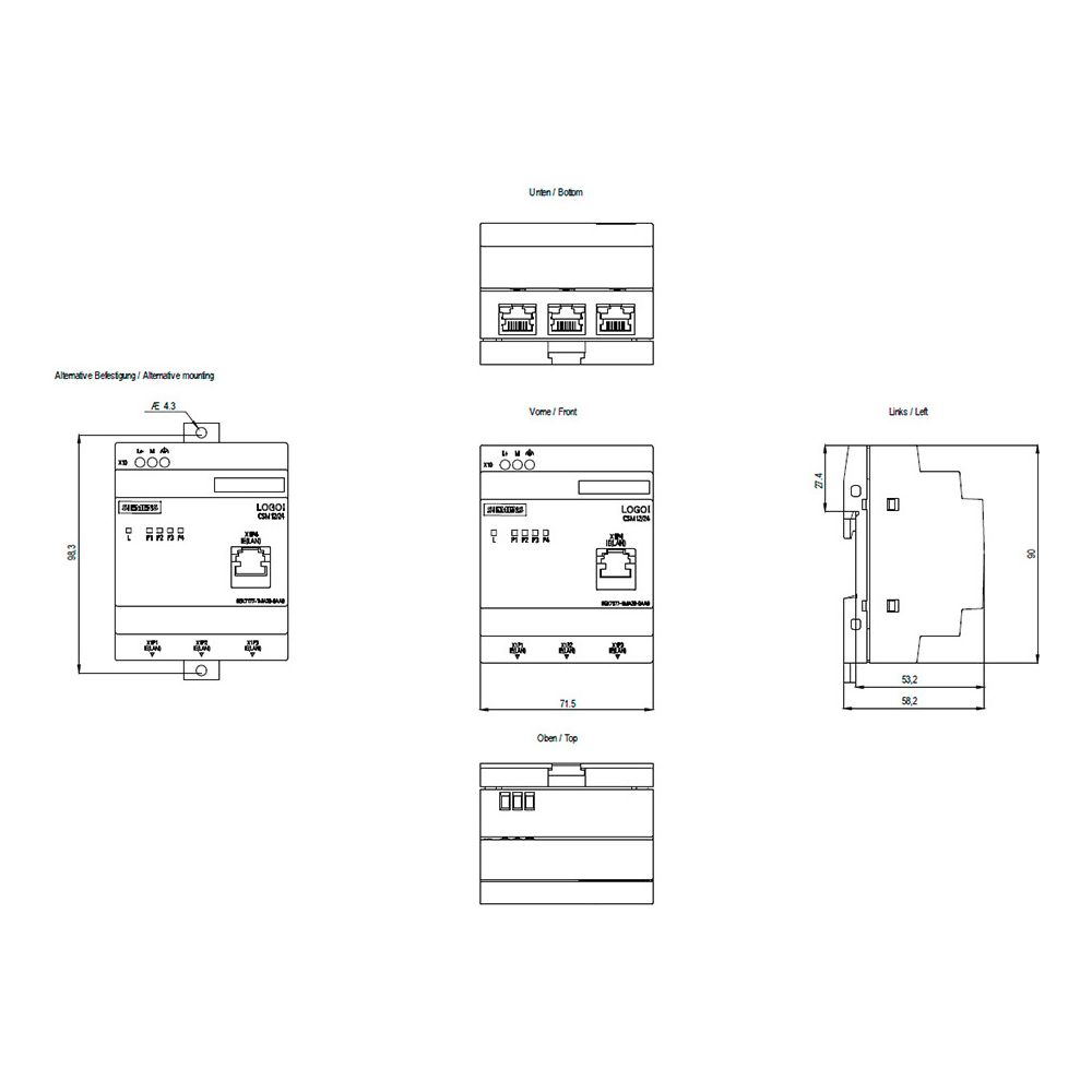 Siemens LOGO! CSM 12/24 Compact Switch Modul 4x RJ45 12/24V IP20 90x71,5x58,2... SIEMENS-6GK71771MA200AA0 4047622174074 (Abb. 8)