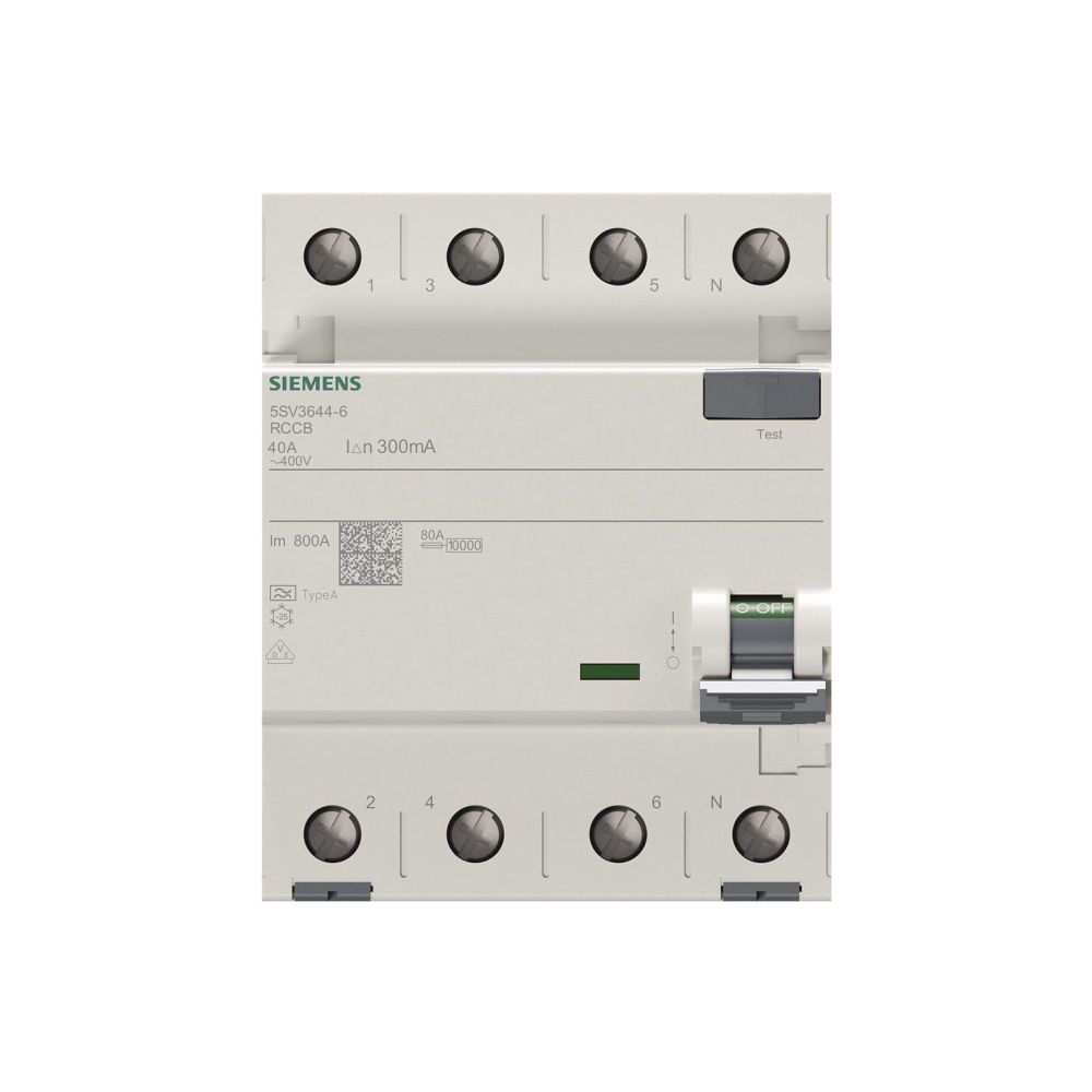 Siemens FI-Schutzschalter 5SV3 4-polig 40A 300mA Typ A 4TE 400V... SIEMENS-5SV3644-6 4001869427850 (Abb. 3)