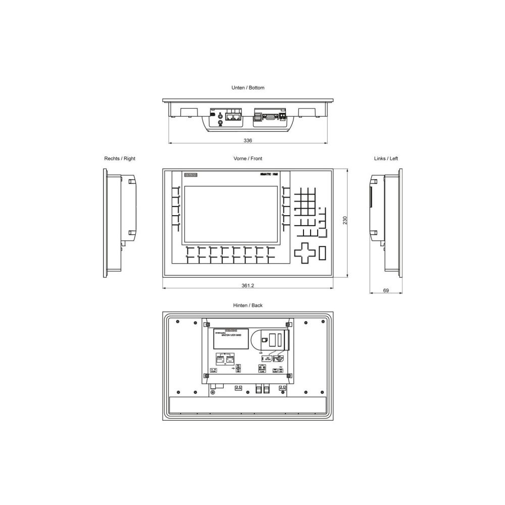 Siemens SIMATIC KP900 Comfort Panel 9" TFT 800x480 16 Mio. Farben 26 Funktion... SIEMENS-6AV21241JC010AX0 4025515079040 (Abb. 2)