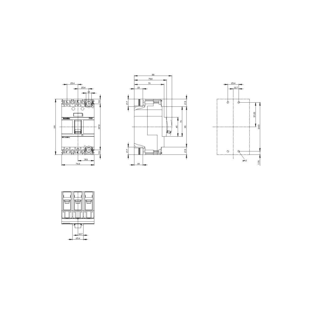 Siemens Lasttrennschalter 3VA1 160A 3-polig 690V Kipphebel schwarz 130x76,2x7... SIEMENS-3VA11161AA320AA0 4042948800362 (Abb. 3)
