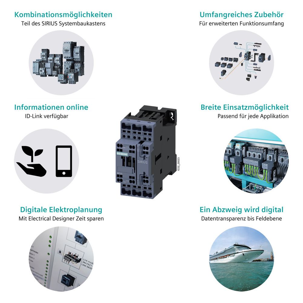 Siemens SIRIUS Leistungsschütz 3RT2025-2BB40 7,5kW 24VDC 3-polig 1S+1Ö Federzugan... SIEMENS-3RT20252BB40 4011209832558 (Abb. 9)