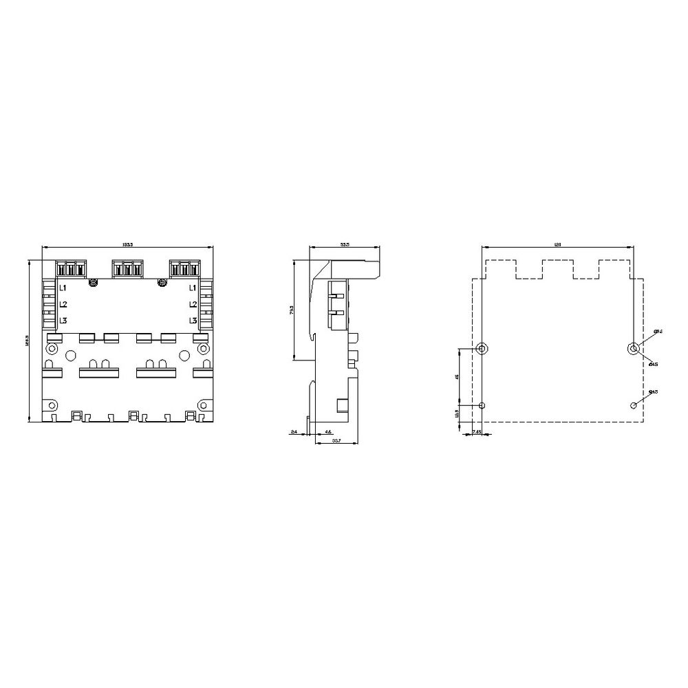 Siemens 3-Phasen-Sammelschiene SIRIUS für 3 Leistungsschalter Baugröße S00/S0 inkl. ... SIEMENS-3RV29174B 4011209719040 (Abb. 3)
