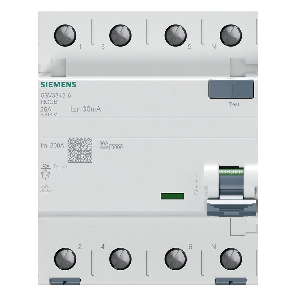 Siemens FI-Schutzschalter 5SV3 4-polig 25A 30mA Typ A 400V 4TE 5SV3342-6... SIEMENS-5SV33426 4001869427768 (Abb. 12)